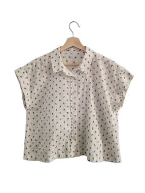 THREAD & SUPPLY Size US M Cream Printed Button-up Blouse Lightweight Boho Chic